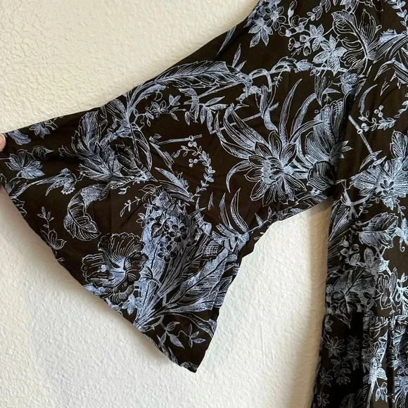 SAIPH Santorini Floral Maxi Dress Size L Blue White Cotton Italy Relaxed Coastal - Picture 5 of 9